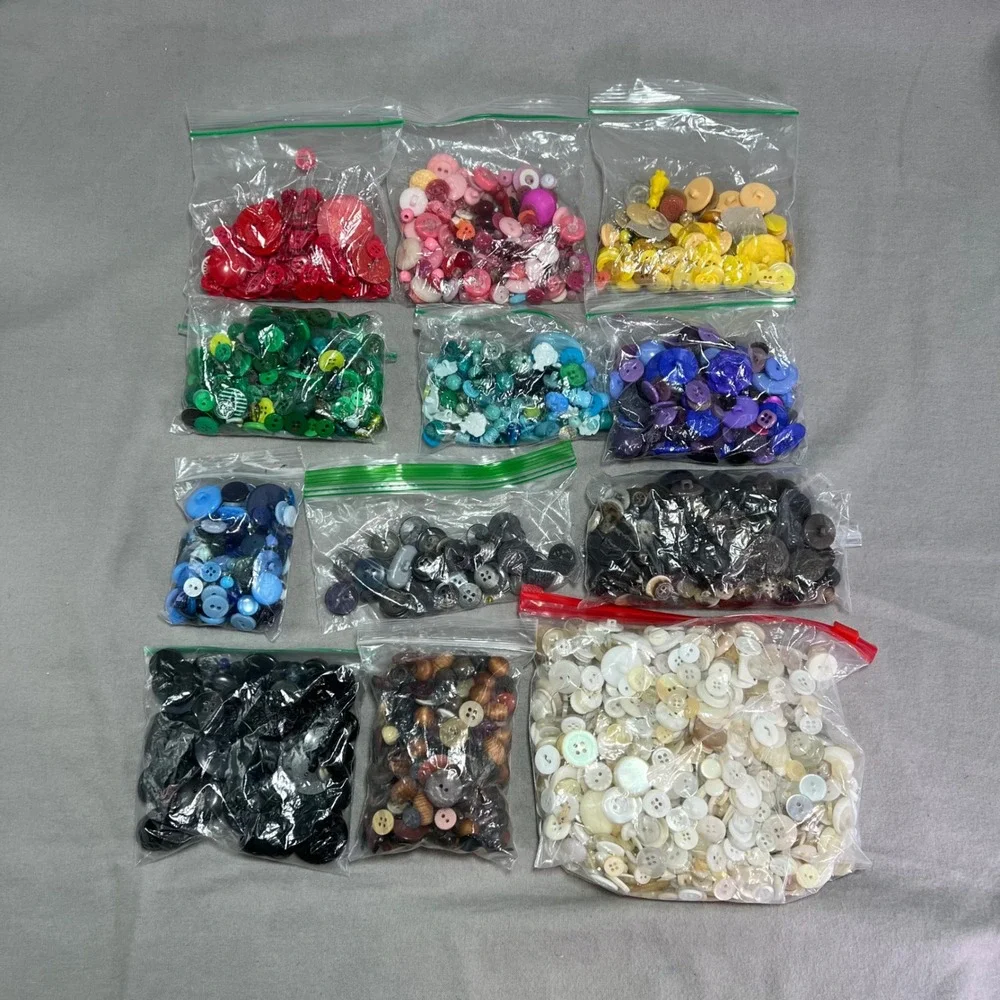 3 Lbs Vintage Button Lot Color Sorted Estate Find 1930s-Modern Bulk Sewing Craft